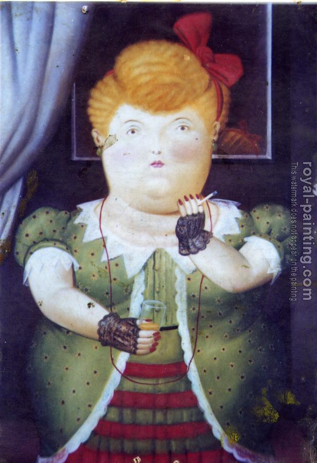 Fernando Botero : Woman With A Red Bow